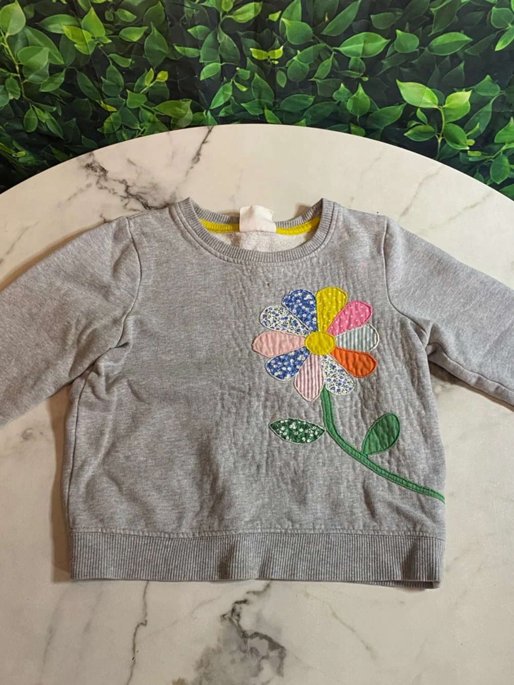 Mini Boden Gray Sweatshirt with Multicolor Flower Appliqué - Picture 1 of 5
